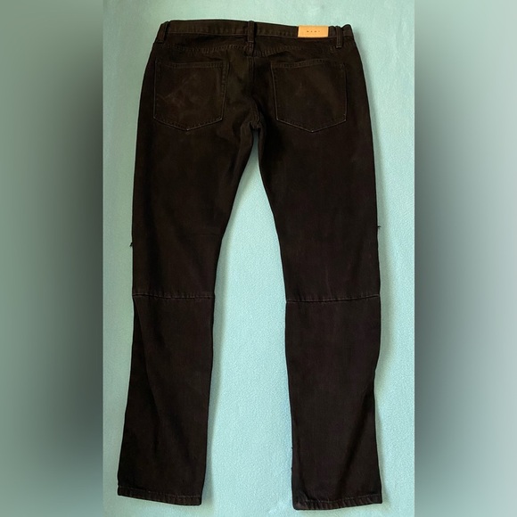 MNML black distressed ankle zips busted knees button fly stretchy NEW size 36 - Picture 4 of 14
